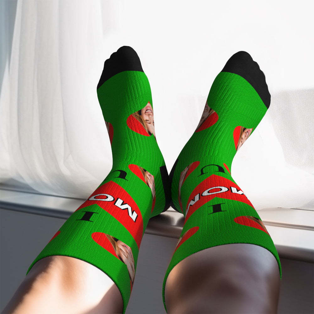 Upgrade Custom Breathable Knee-high Compression Socks Online Preview Add Picture And Name Love Mom-MyFaceSocksAu