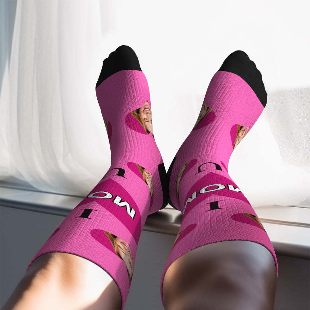 Upgrade Custom Breathable Knee-high Compression Socks Online Preview Add Picture And Name Love Mom-MyFaceSocksAu