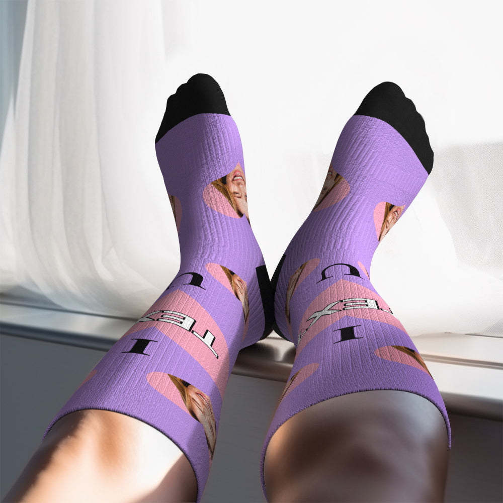 Upgrade Custom Breathable Knee-high Compression Socks Online Preview Add Picture And Name Love Mom-MyFaceSocksAu
