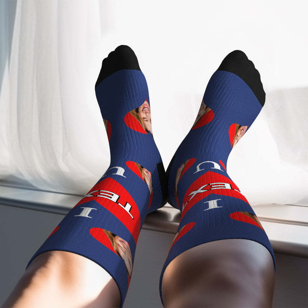Upgrade Custom Breathable Knee-high Compression Socks Online Preview Add Picture And Name Love Mom-MyFaceSocksAu