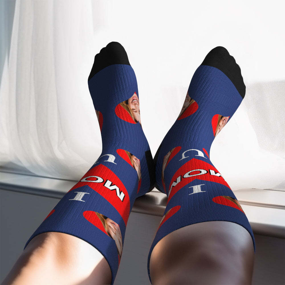 Upgrade Custom Breathable Knee-high Compression Socks Online Preview Add Picture And Name Love Mom-MyFaceSocksAu