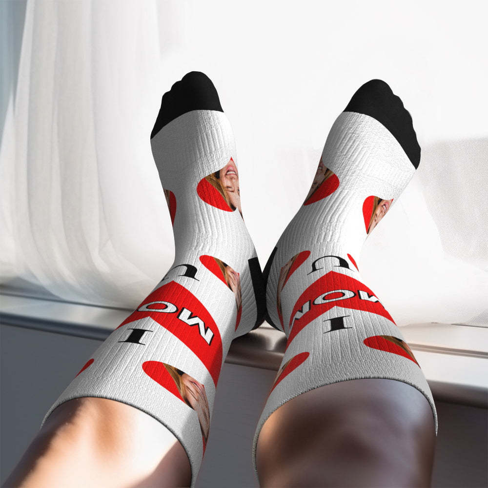 Upgrade Custom Breathable Knee-high Compression Socks Online Preview Add Picture And Name Love Mom-MyFaceSocksAu