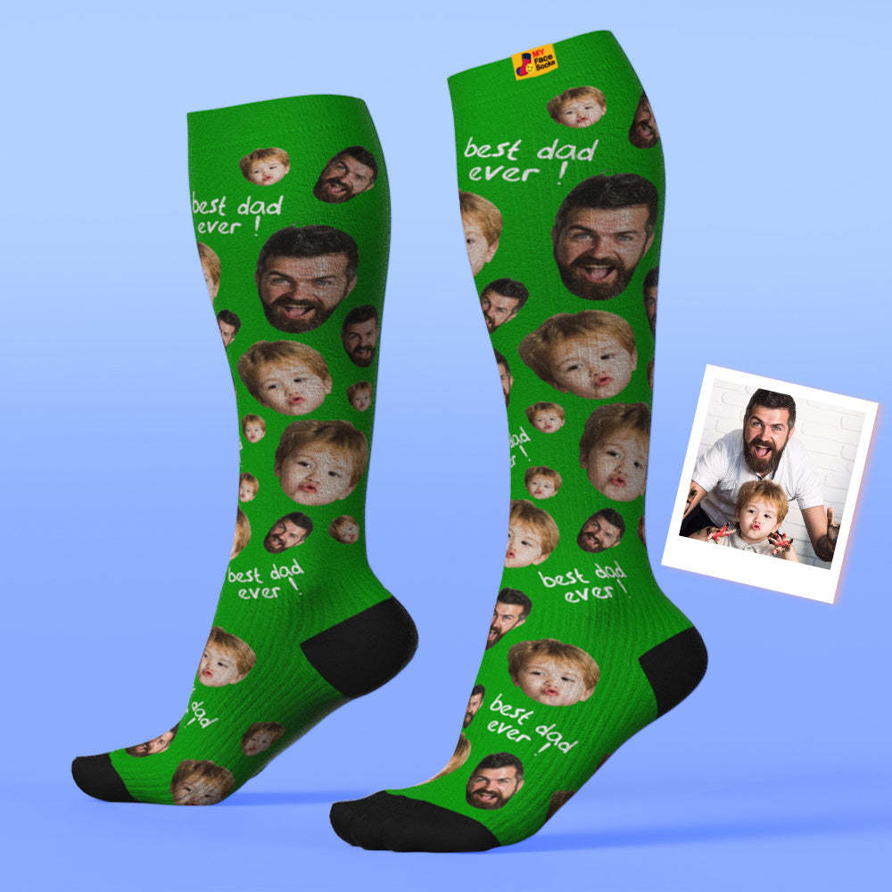 Father's Day Upgrade Custom Breathable Knee-high Compression Socks Online Preview Add Picture And Name Love Dad - MyFaceSocksAU