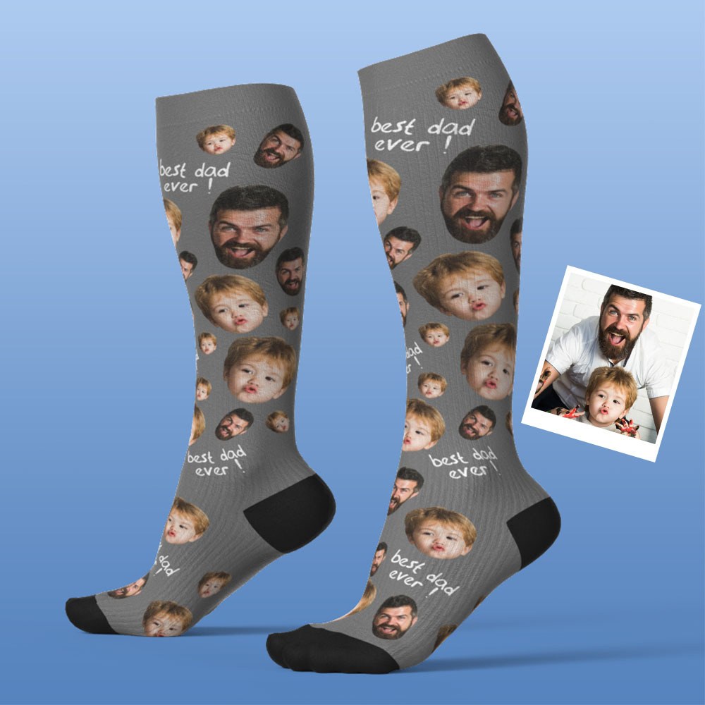 Father's Day Upgrade Custom Breathable Knee-high Compression Socks Online Preview Add Picture And Name Love Dad - MyFaceSocksAU