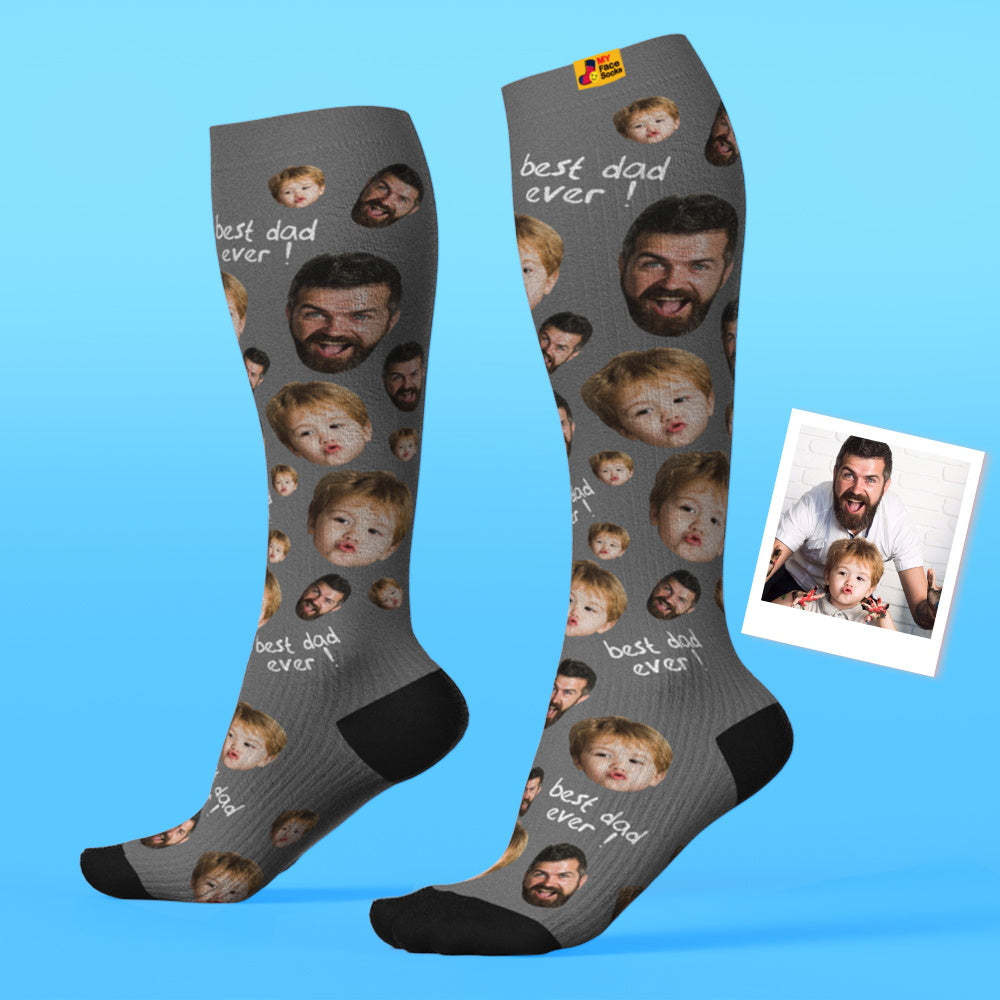 Father's Day Upgrade Custom Breathable Knee-high Compression Socks Online Preview Add Picture And Name Love Dad - MyFaceSocksAU