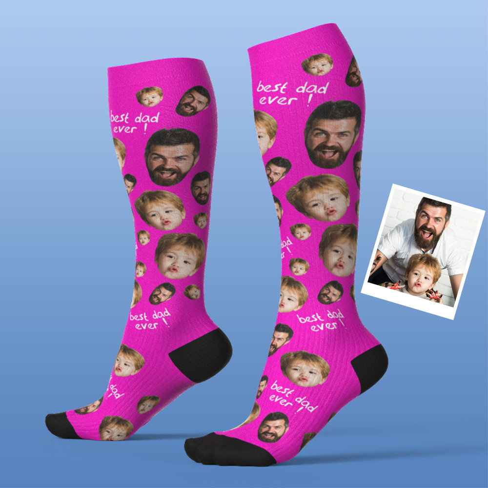 Father's Day Upgrade Custom Breathable Knee-high Compression Socks Online Preview Add Picture And Name Love Dad - MyFaceSocksAU