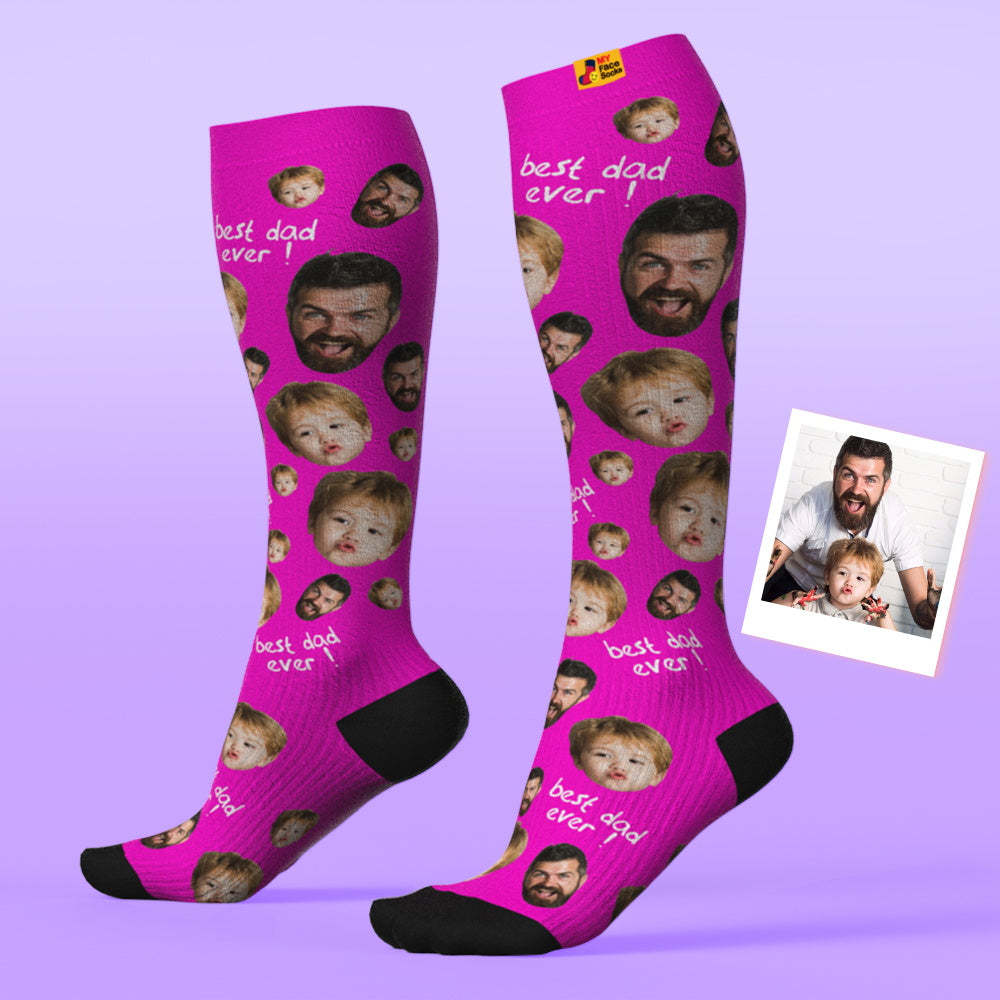 Father's Day Upgrade Custom Breathable Knee-high Compression Socks Online Preview Add Picture And Name Love Dad - MyFaceSocksAU