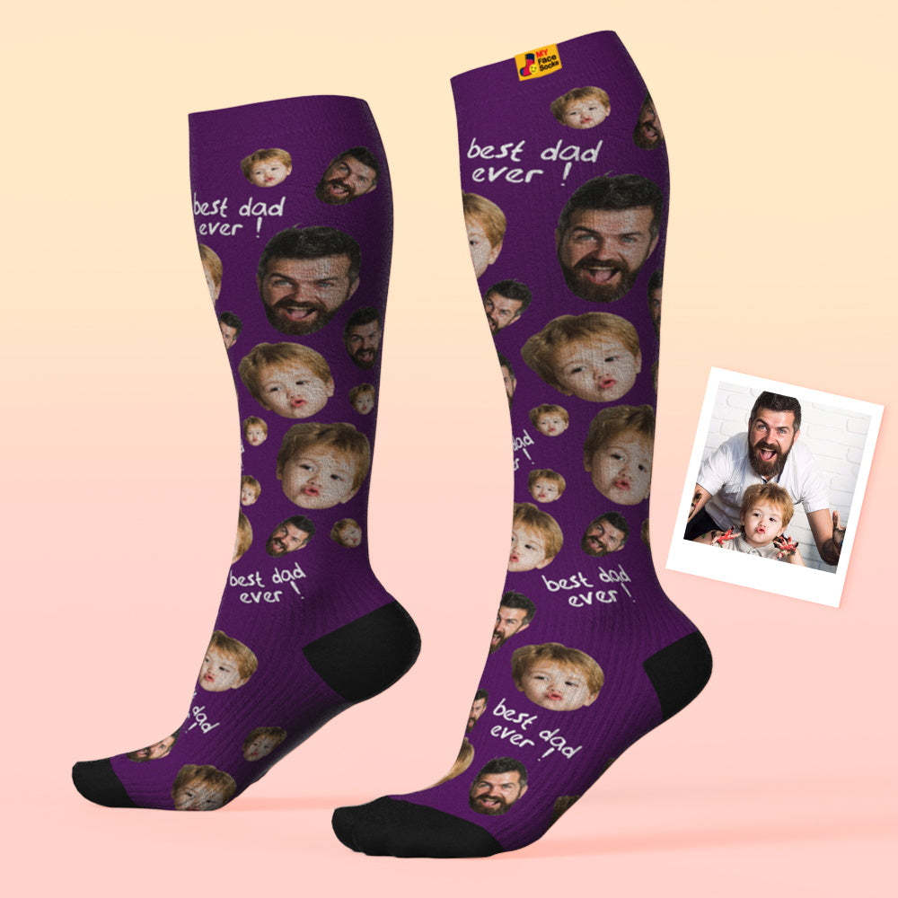 Father's Day Upgrade Custom Breathable Knee-high Compression Socks Online Preview Add Picture And Name Love Dad - MyFaceSocksAU