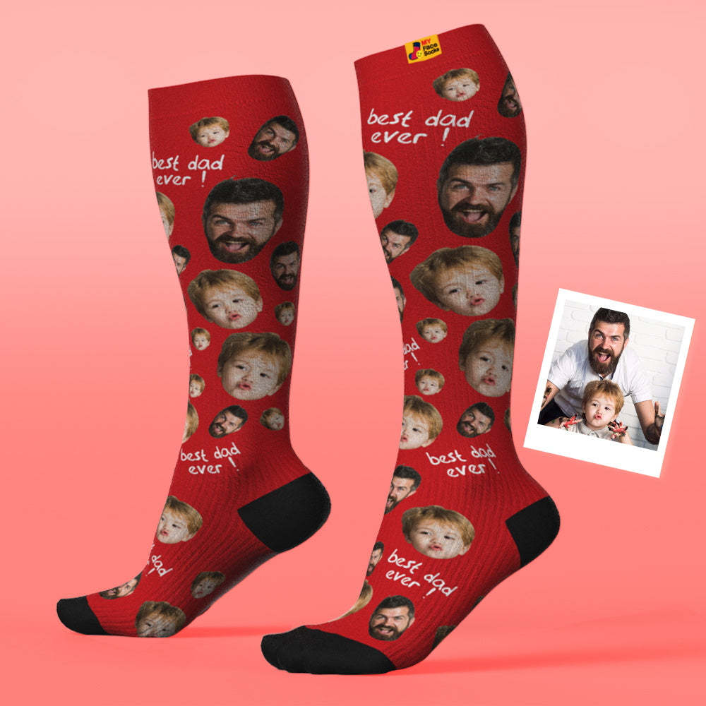 Father's Day Upgrade Custom Breathable Knee-high Compression Socks Online Preview Add Picture And Name Love Dad - MyFaceSocksAU