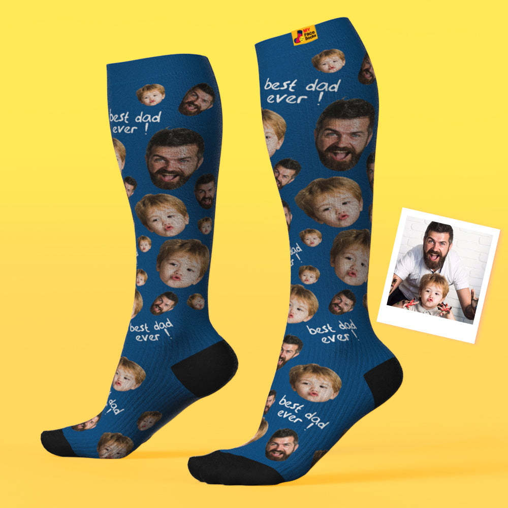 Father's Day Upgrade Custom Breathable Knee-high Compression Socks Online Preview Add Picture And Name Love Dad - MyFaceSocksAU