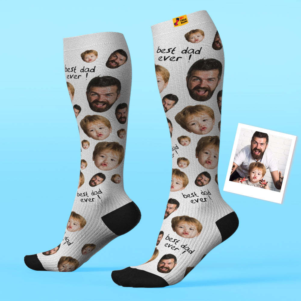 Father's Day Upgrade Custom Breathable Knee-high Compression Socks Online Preview Add Picture And Name Love Dad - MyFaceSocksAU