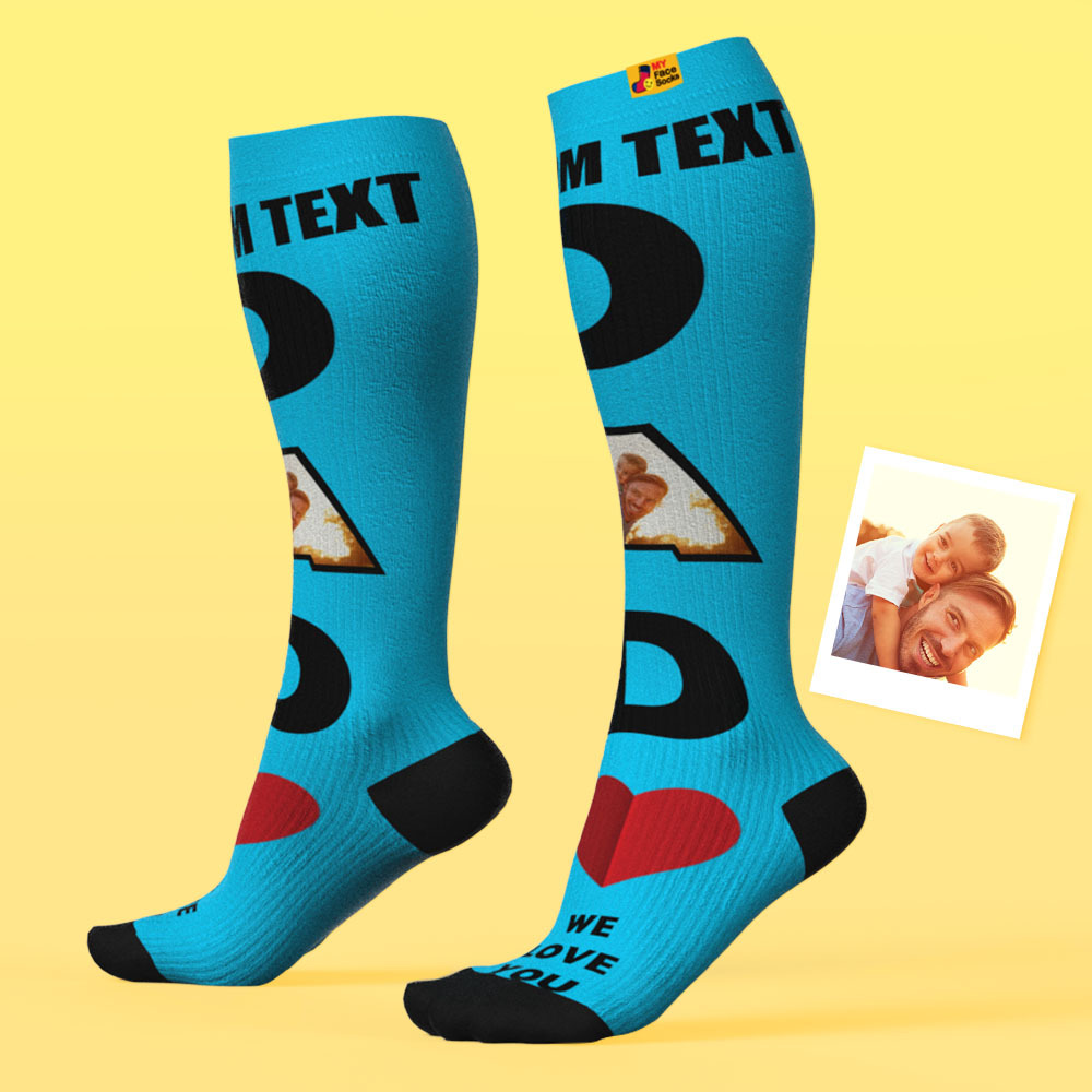Father's Day Upgrade Custom Breathable Knee-high Compression Socks Online Preview Add Picture And Name DAD - MyFaceSocksAU