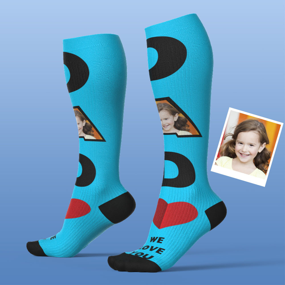 Father's Day Upgrade Custom Breathable Knee-high Compression Socks Online Preview Add Picture And Name DAD - MyFaceSocksAU