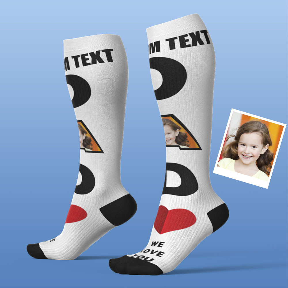 Father's Day Upgrade Custom Breathable Knee-high Compression Socks Online Preview Add Picture And Name DAD - MyFaceSocksAU
