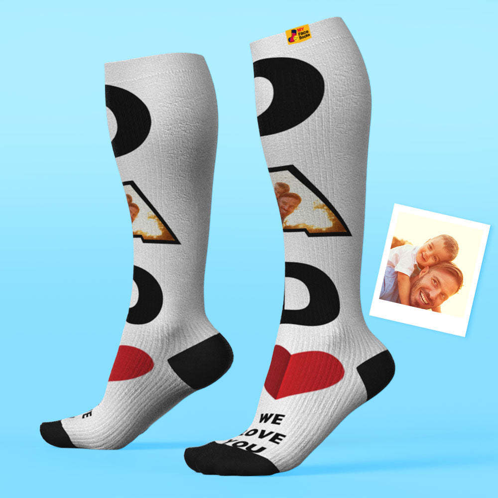 Upgrade Custom Breathable Knee-high Compression Socks Online Preview Add Picture And Name DAD-MyFaceSocksAu