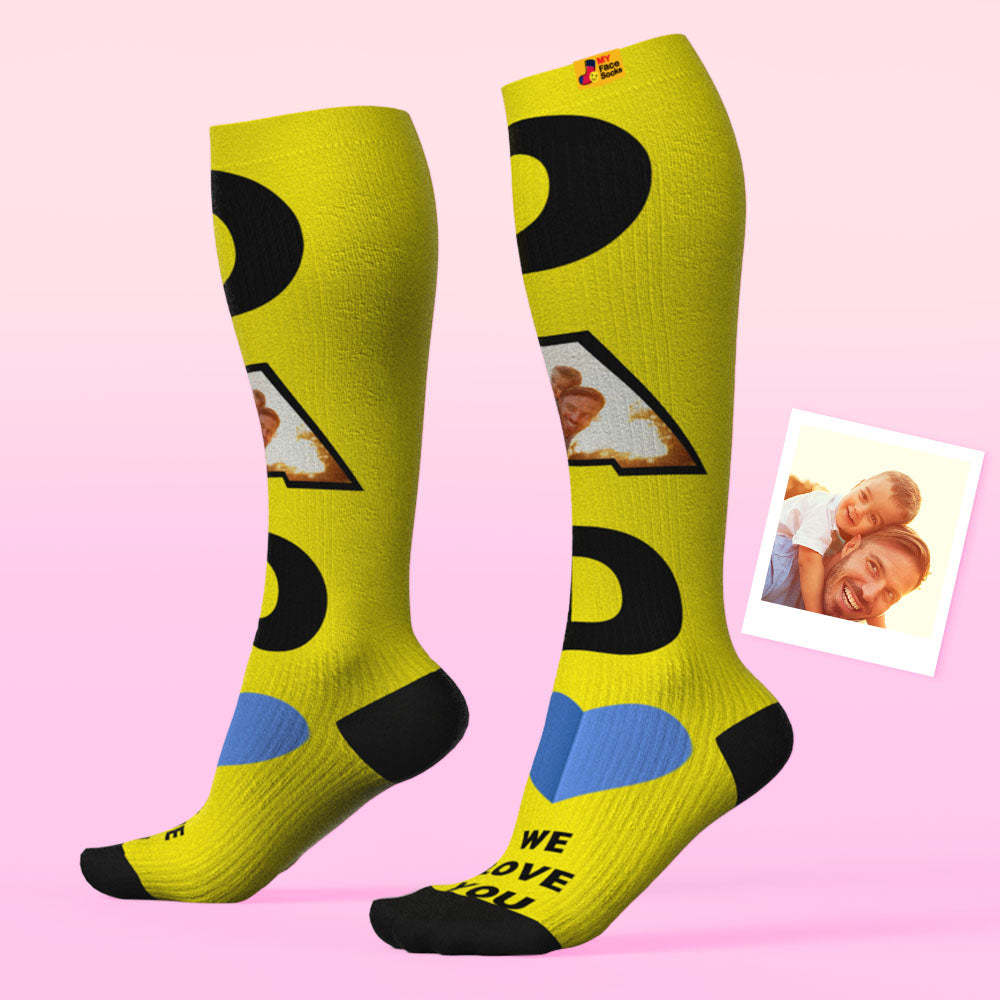 Father's Day Upgrade Custom Breathable Knee-high Compression Socks Online Preview Add Picture And Name DAD - MyFaceSocksAU