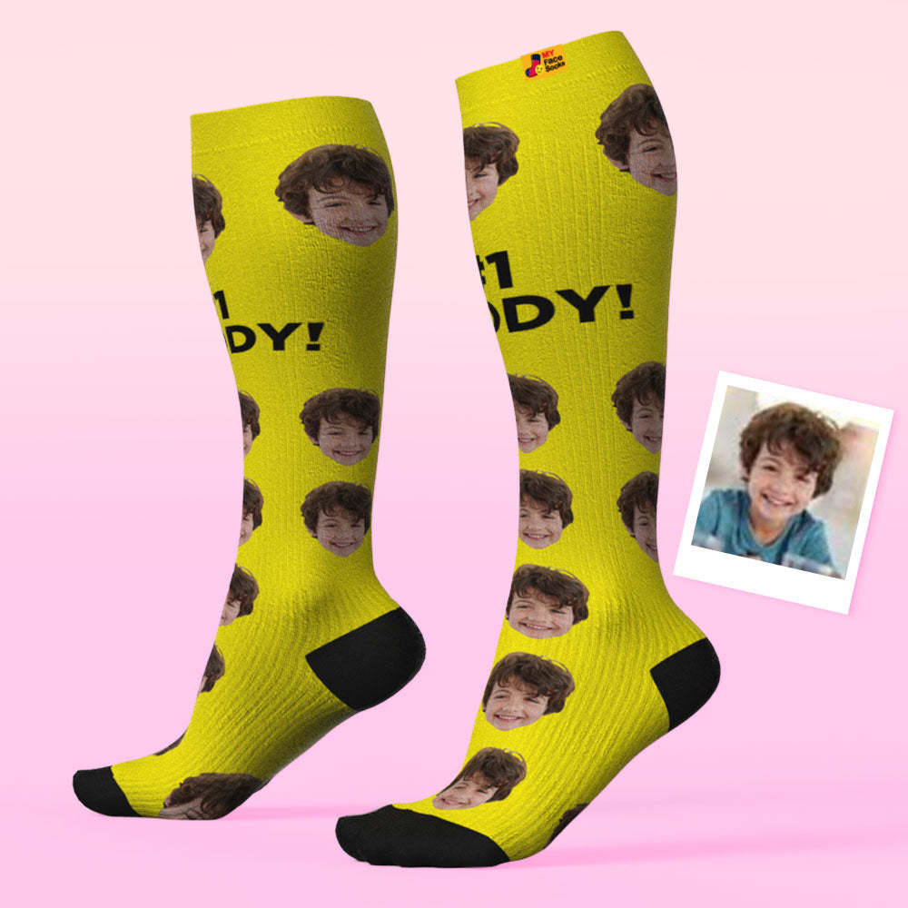 Upgrade Custom Breathable Knee-high Compression Socks Online Preview Add Picture And Name Best Dad - MyFaceSocksAU