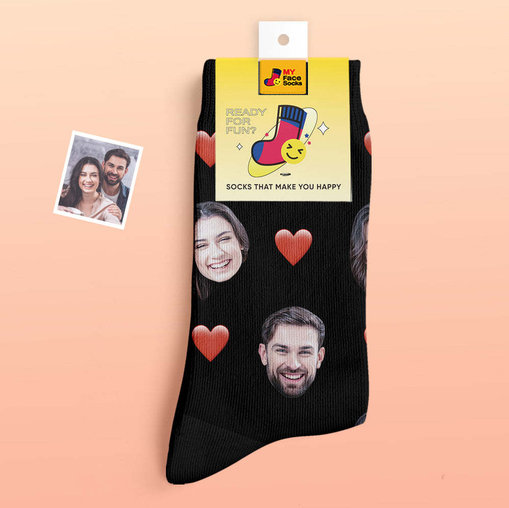 Custom Thick Socks Photo 3D Digital Printed Socks Autumn Winter Warm Socks Heart - MyFaceSocksAu