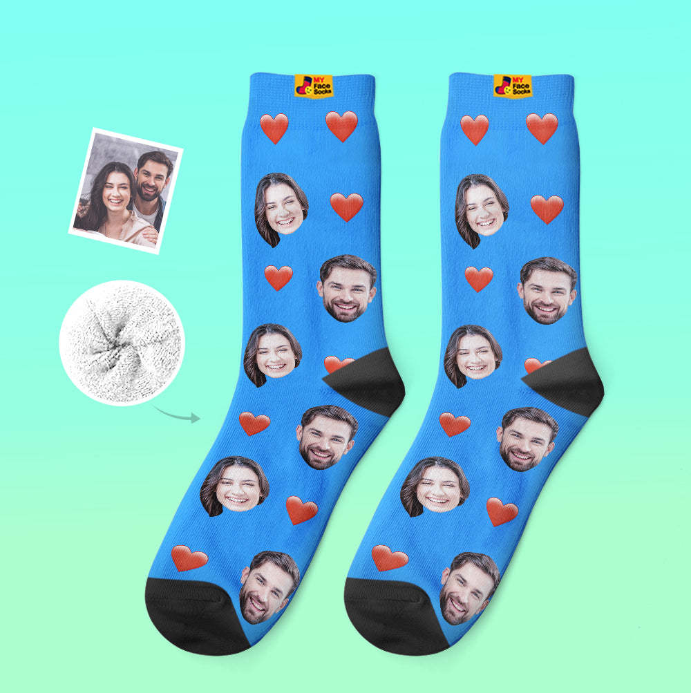 Custom Thick Socks Photo 3D Digital Printed Socks Autumn Winter Warm Socks Heart - MyFaceSocksAu