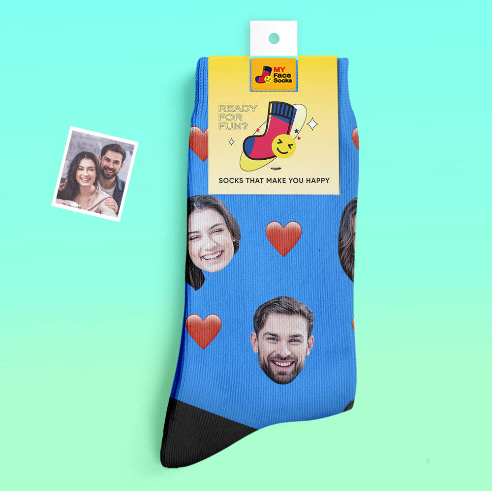 Custom Thick Socks Photo 3D Digital Printed Socks Autumn Winter Warm Socks Heart - MyFaceSocksAu