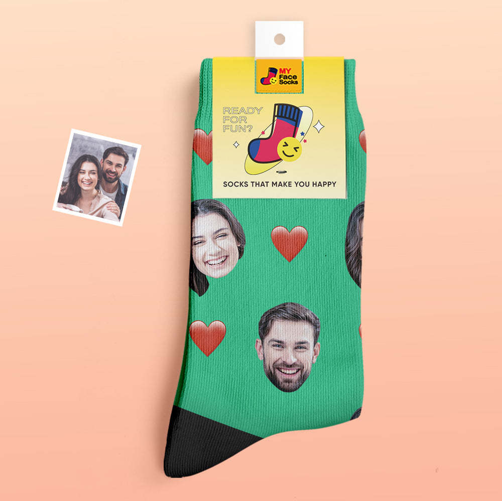 Custom Thick Socks Photo 3D Digital Printed Socks Autumn Winter Warm Socks Heart - MyFaceSocksAu