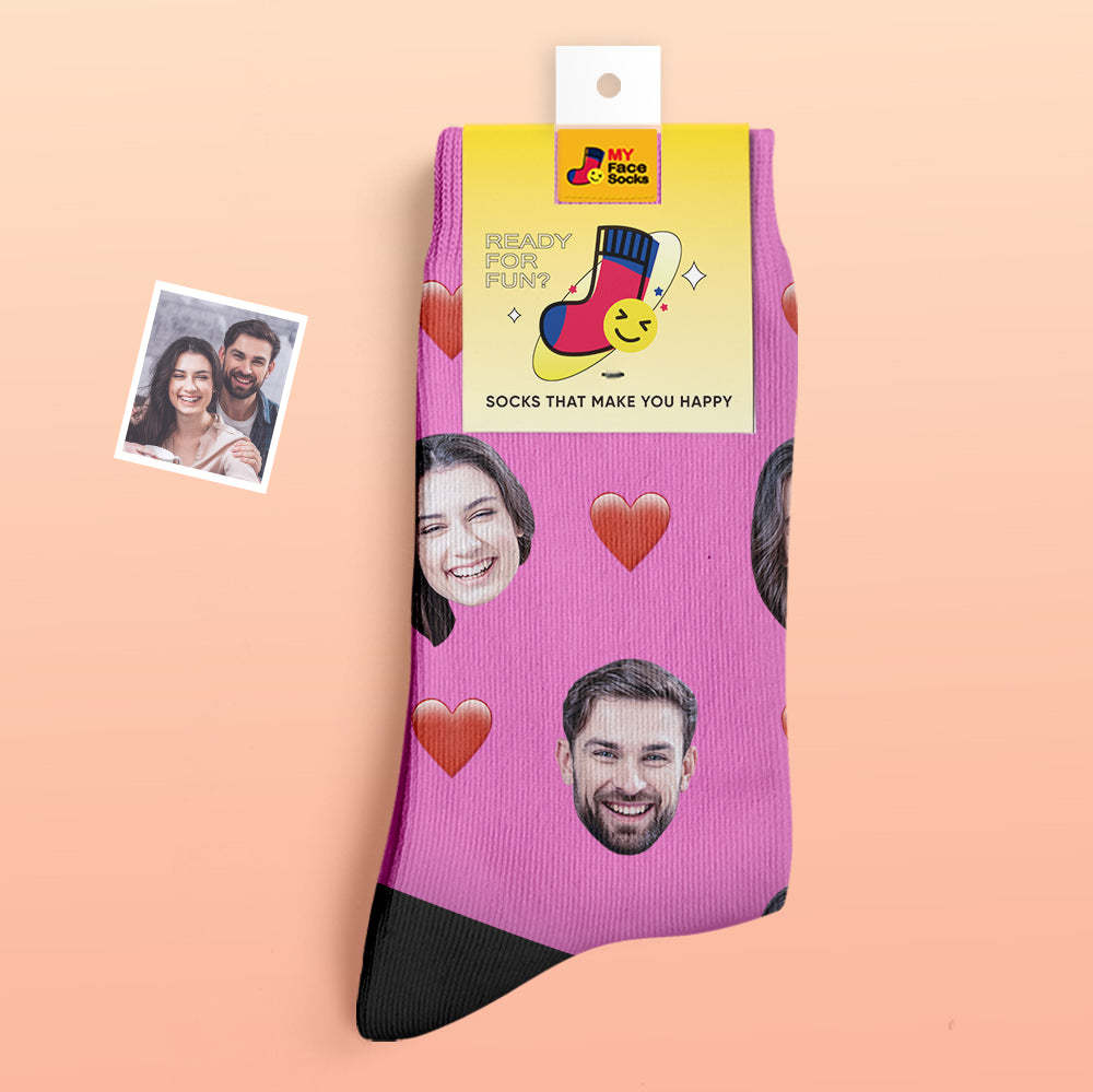 Custom Thick Socks Photo 3D Digital Printed Socks Autumn Winter Warm Socks Heart - MyFaceSocksAu