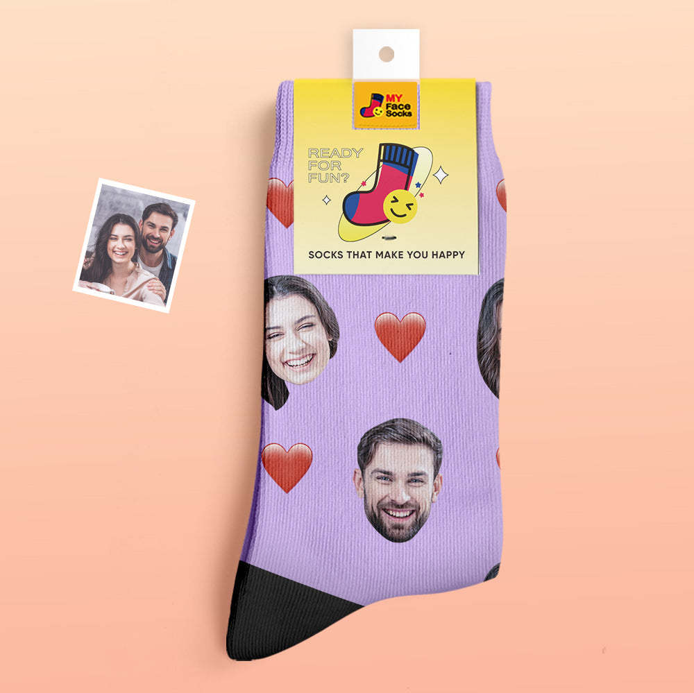 Custom Thick Socks Photo 3D Digital Printed Socks Autumn Winter Warm Socks Heart - MyFaceSocksAu