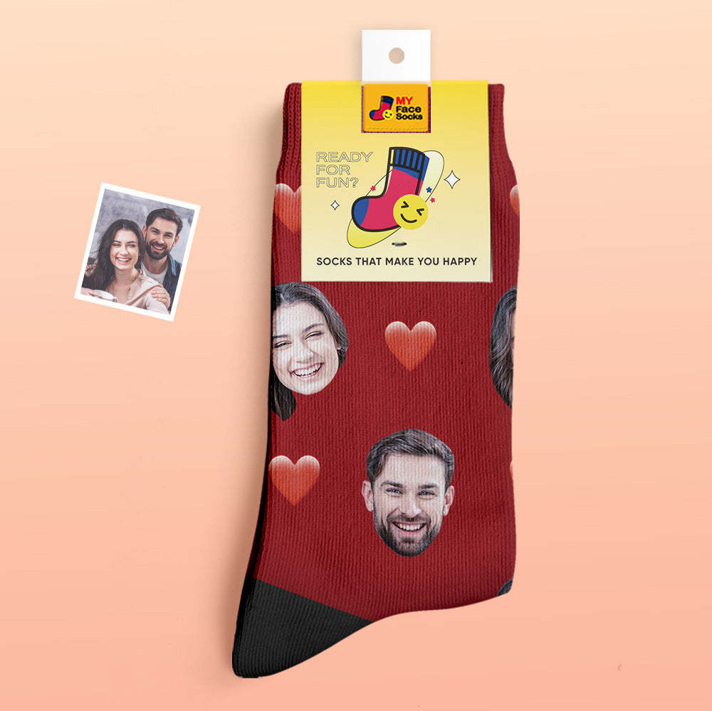 Custom Thick Socks Photo 3D Digital Printed Socks Autumn Winter Warm Socks Heart - MyFaceSocksAu