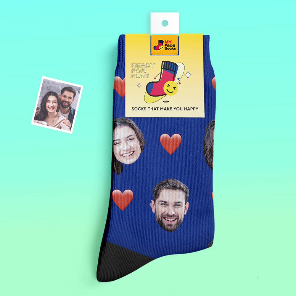 Custom Thick Socks Photo 3D Digital Printed Socks Autumn Winter Warm Socks Heart - MyFaceSocksAu