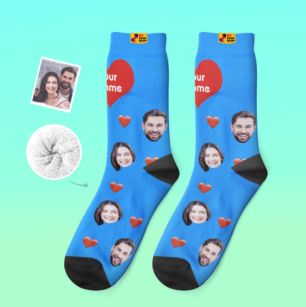 Custom Thick Socks Photo 3D Digital Printed Socks Autumn Winter Warm Socks Heart - MyFaceSocksAu