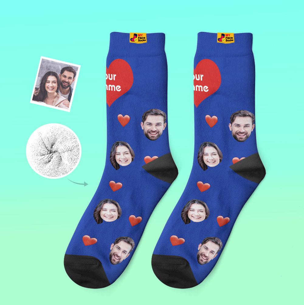 Custom Thick Socks Photo 3D Digital Printed Socks Autumn Winter Warm Socks Heart - MyFaceSocksAu