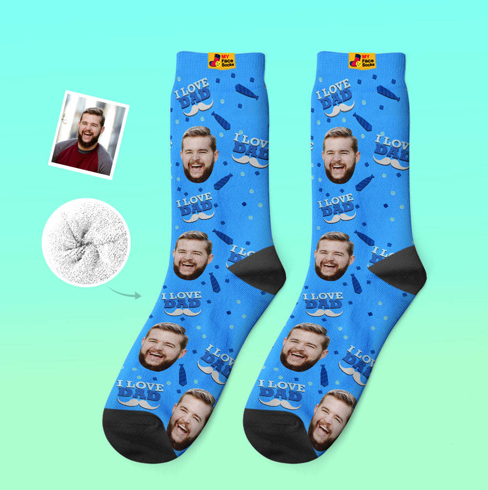 Custom Thick Socks Photo 3D Digital Printed Socks Autumn Winter Warm Socks I Love Dad - MyFaceSocksAu