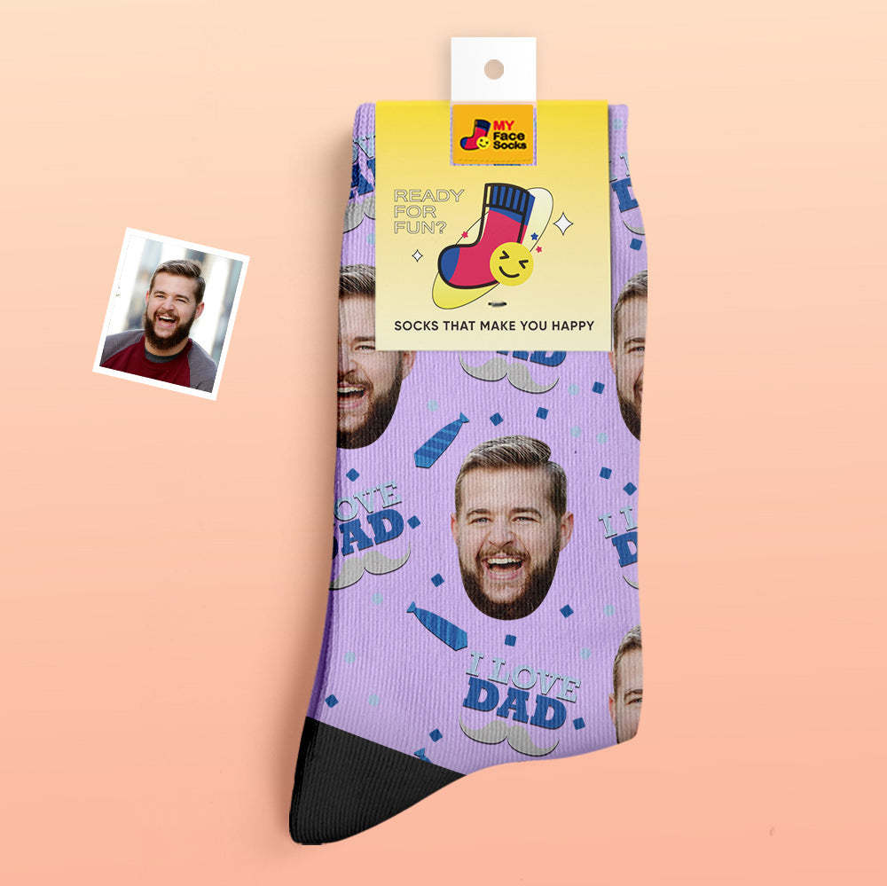 Custom Thick Socks Photo 3D Digital Printed Socks Autumn Winter Warm Socks I Love Dad - MyFaceSocksAu
