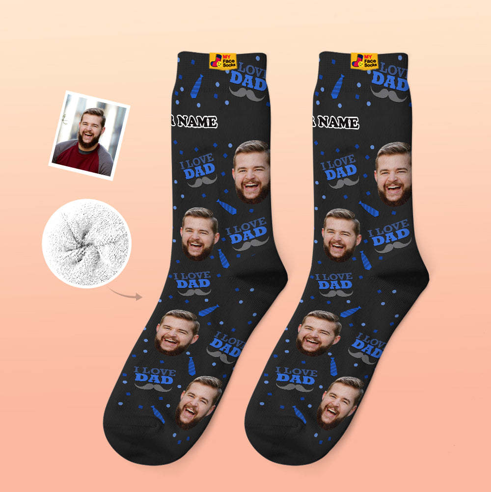 Custom Thick Socks Photo 3D Digital Printed Socks Autumn Winter Warm Socks I Love Dad - MyFaceSocksAu