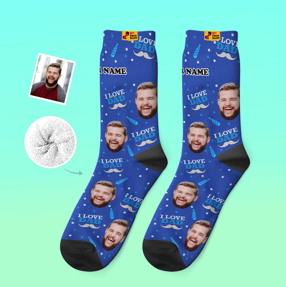 Custom Thick Socks Photo 3D Digital Printed Socks Autumn Winter Warm Socks I Love Dad - MyFaceSocksAu