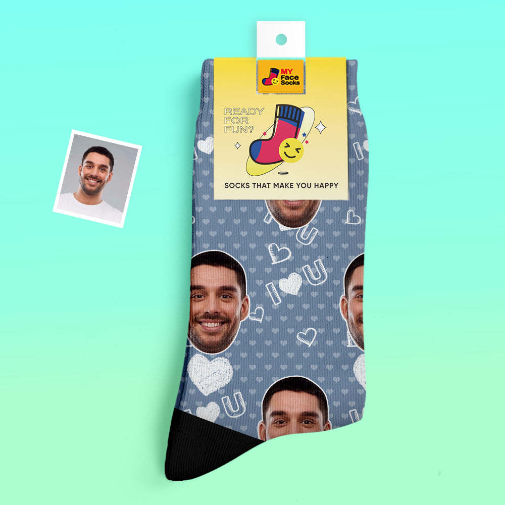 Custom Thick Socks Photo 3D Digital Printed Socks Autumn Winter Warm Socks I Love U Socks - MyFaceSocksAu