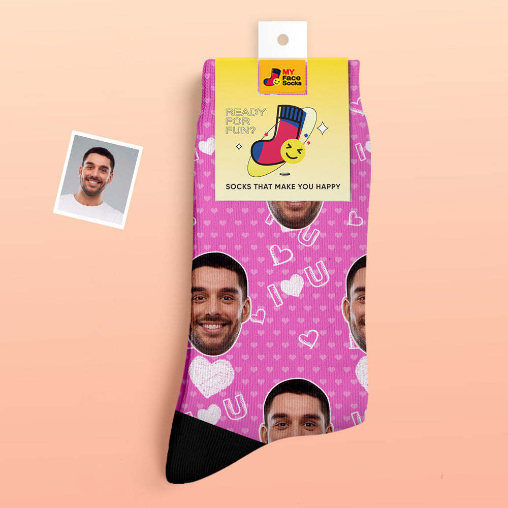 Custom Thick Socks Photo 3D Digital Printed Socks Autumn Winter Warm Socks I Love U Socks - MyFaceSocksAu