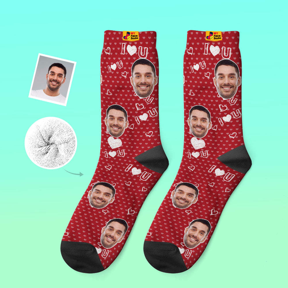 Custom Thick Socks Photo 3D Digital Printed Socks Autumn Winter Warm Socks I Love U Socks - MyFaceSocksAu