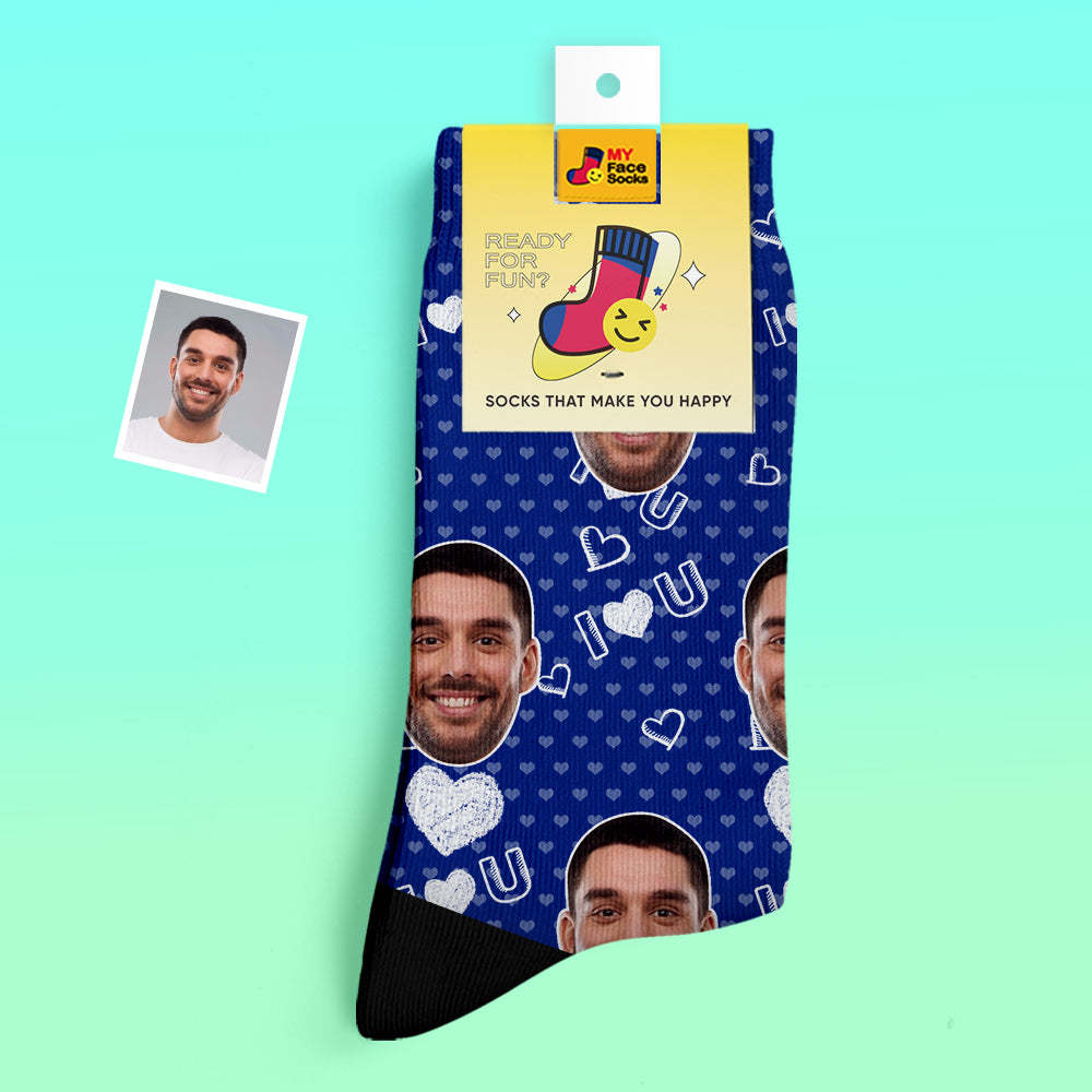 Custom Thick Socks Photo 3D Digital Printed Socks Autumn Winter Warm Socks I Love U Socks - MyFaceSocksAu