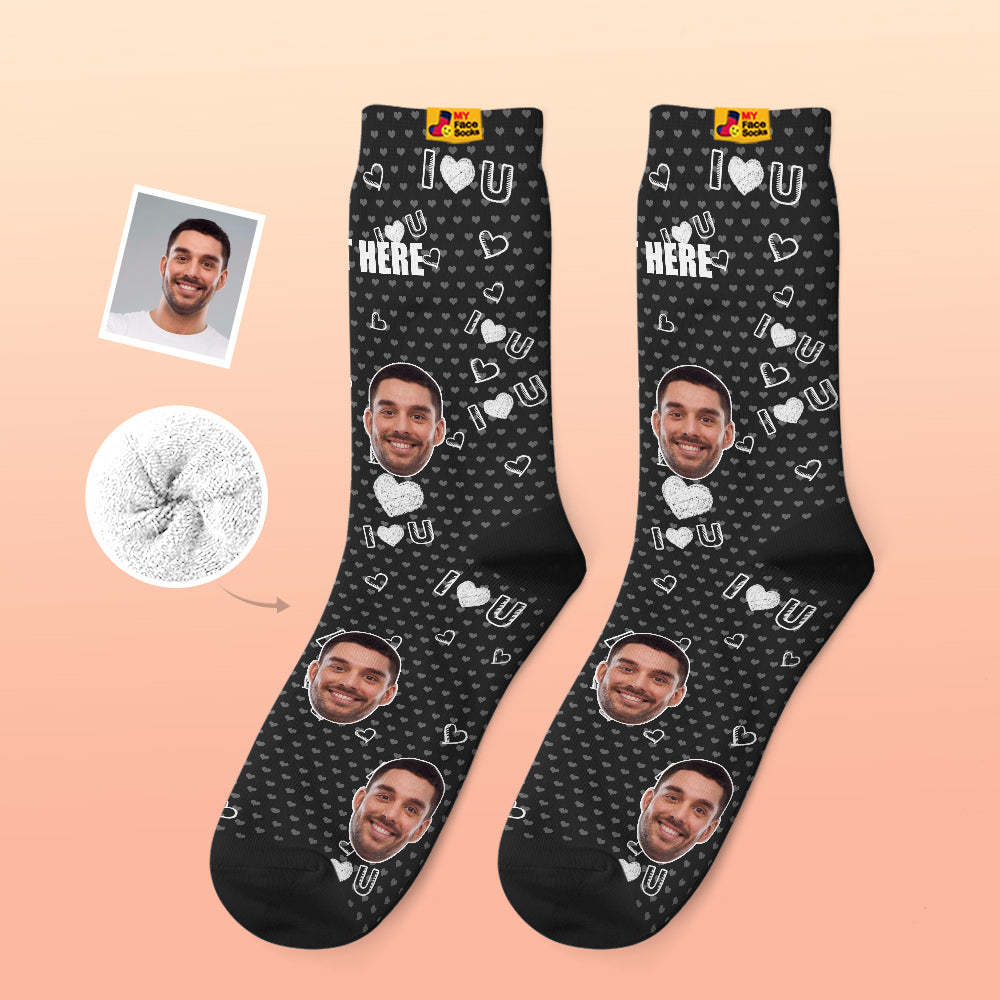 Custom Thick Socks Photo 3D Digital Printed Socks Autumn Winter Warm Socks I Love U Socks - MyFaceSocksAu