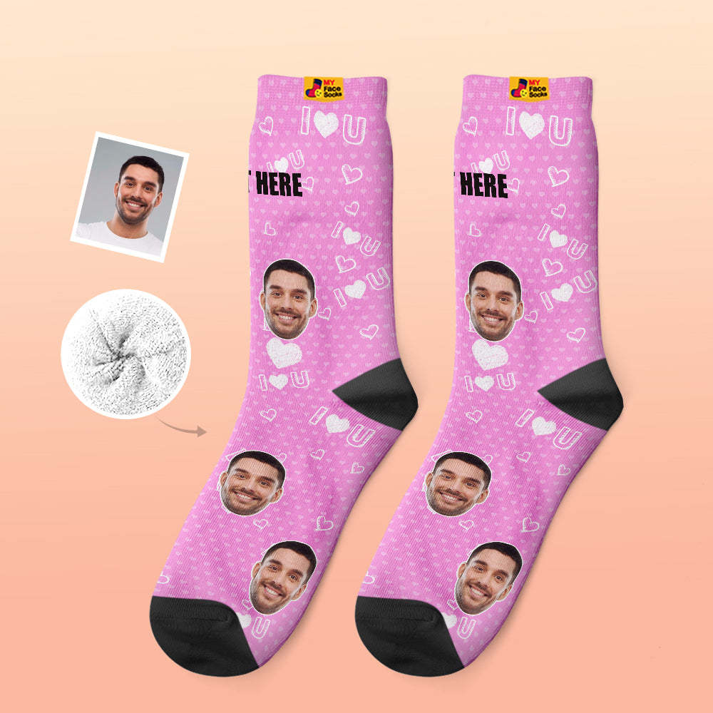 Custom Thick Socks Photo 3D Digital Printed Socks Autumn Winter Warm Socks I Love U Socks - MyFaceSocksAu