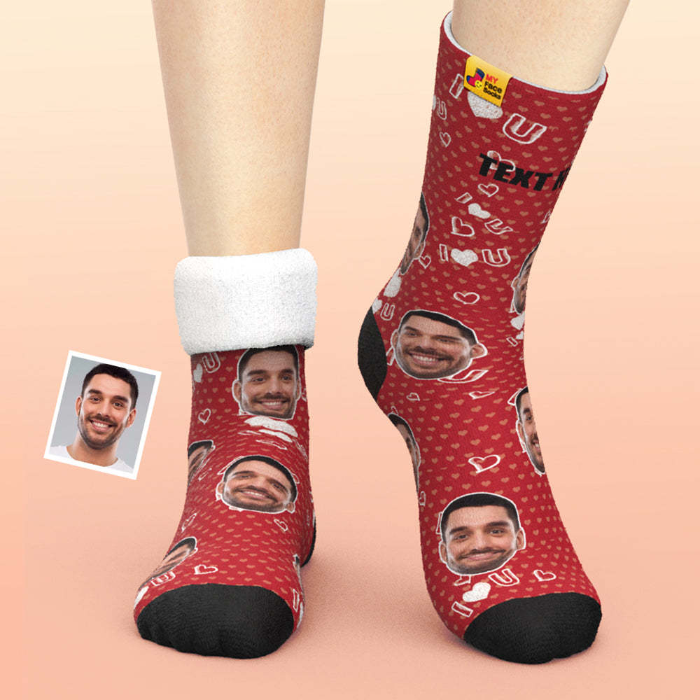 Custom Thick Socks Photo 3D Digital Printed Socks Autumn Winter Warm Socks I Love U Socks - MyFaceSocksAu
