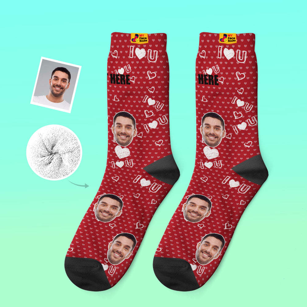 Custom Thick Socks Photo 3D Digital Printed Socks Autumn Winter Warm Socks I Love U Socks - MyFaceSocksAu