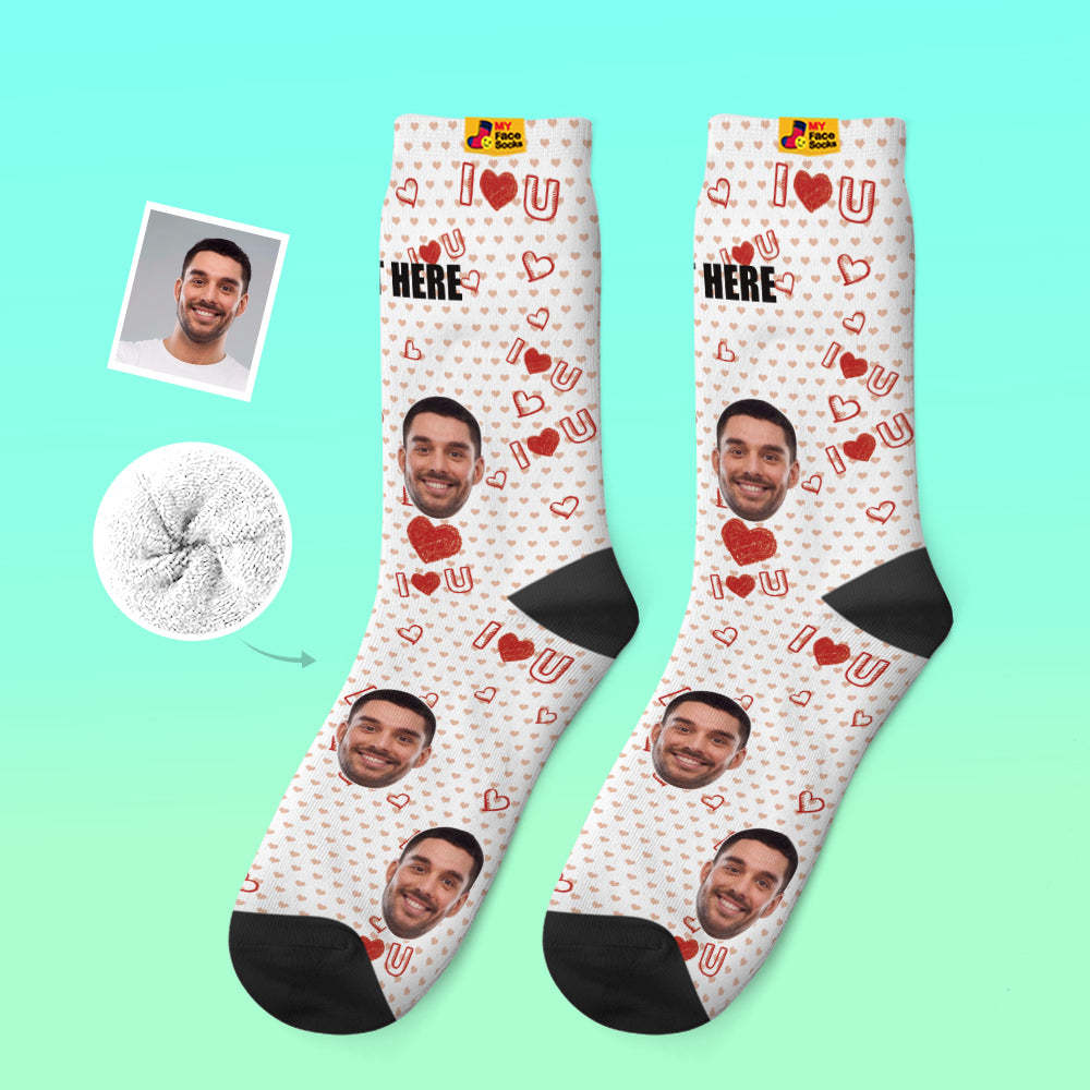 Custom Thick Socks Photo 3D Digital Printed Socks Autumn Winter Warm Socks I Love U Socks - MyFaceSocksAu