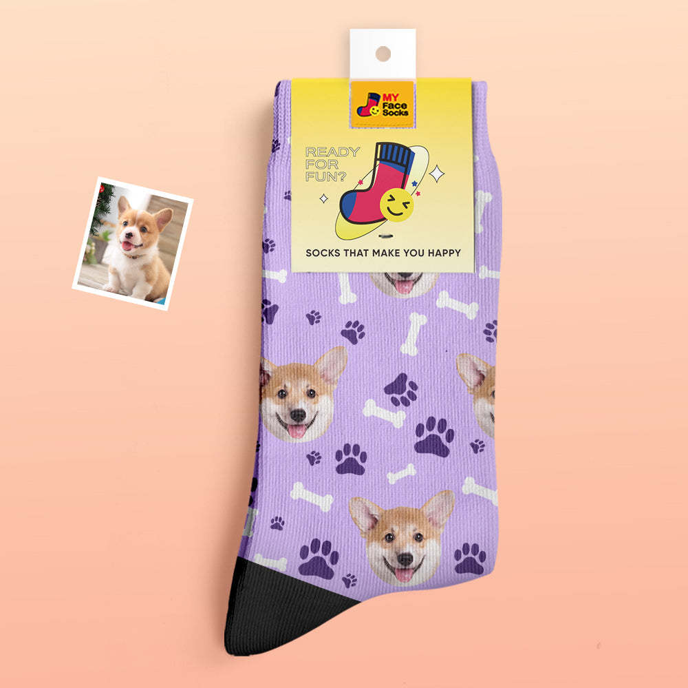 Custom Thick Socks Photo 3D Digital Printed Socks Autumn Winter Warm Socks Dog - MyFaceSocksAu