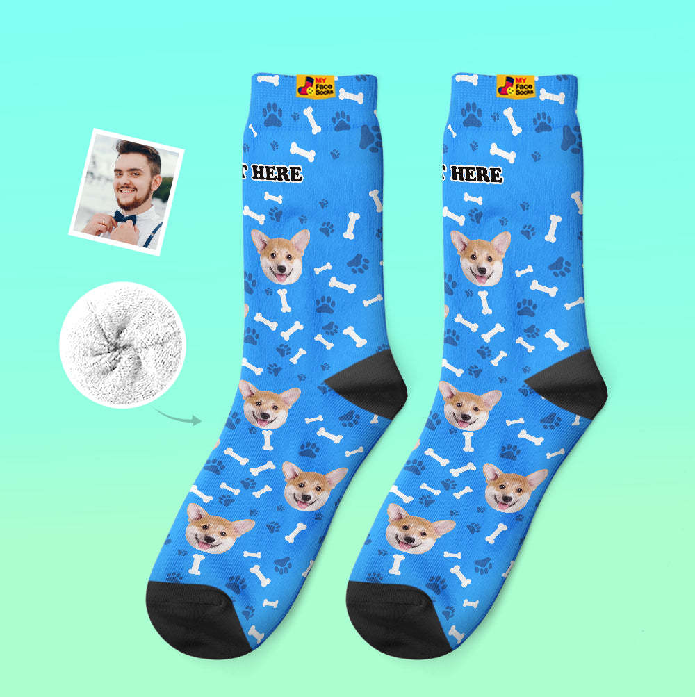 Custom Thick Socks Photo 3D Digital Printed Socks Autumn Winter Warm Socks Dog - MyFaceSocksAu