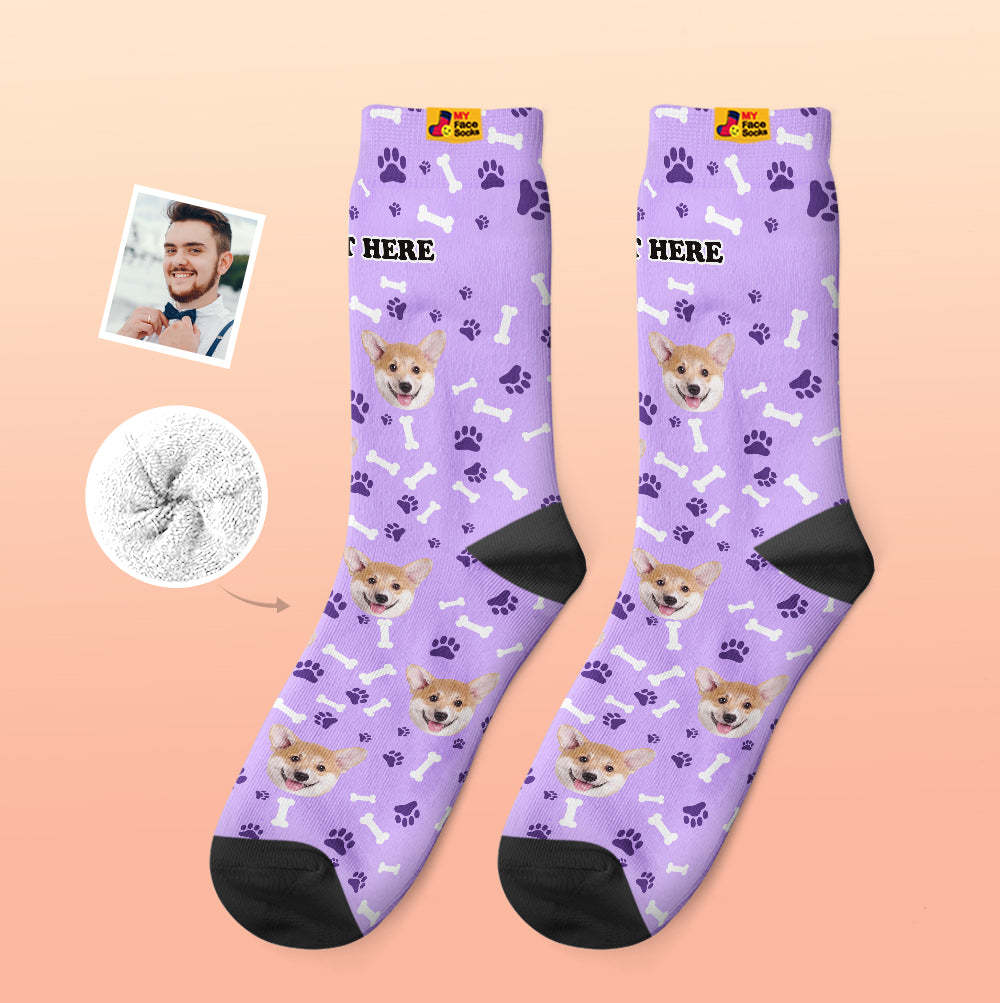 Custom Thick Socks Photo 3D Digital Printed Socks Autumn Winter Warm Socks Dog - MyFaceSocksAu