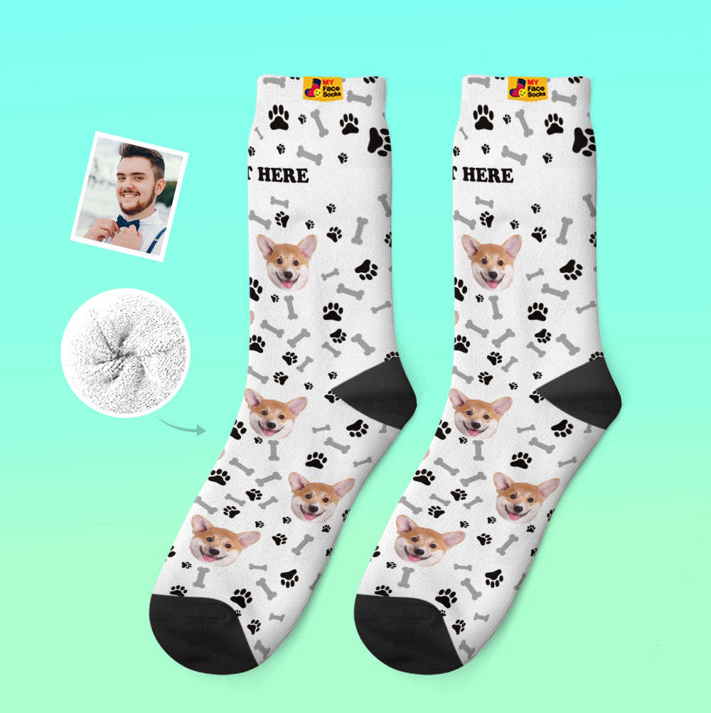 Custom Thick Socks Photo 3D Digital Printed Socks Autumn Winter Warm Socks Dog - MyFaceSocksAu