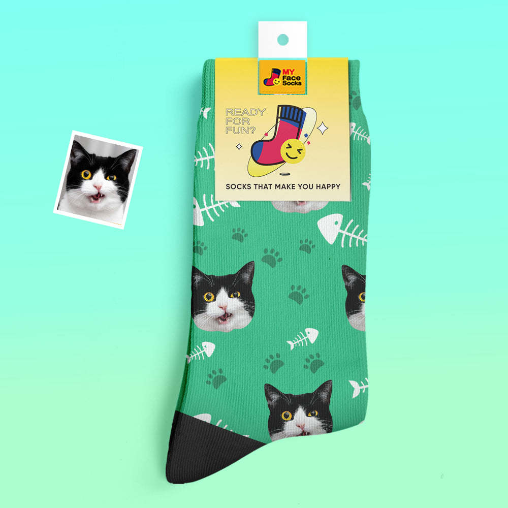 Custom Thick Socks Photo 3D Digital Printed Socks Autumn Winter Warm Socks Cat - MyFaceSocksAu