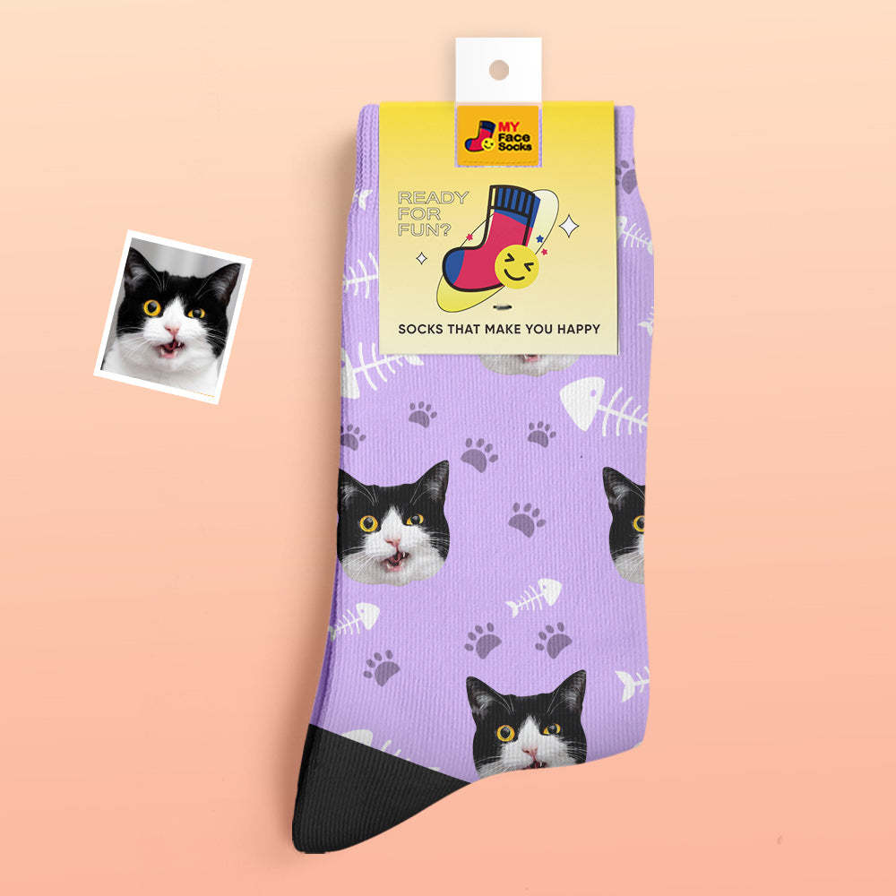 Custom Thick Socks Photo 3D Digital Printed Socks Autumn Winter Warm Socks Cat - MyFaceSocksAu